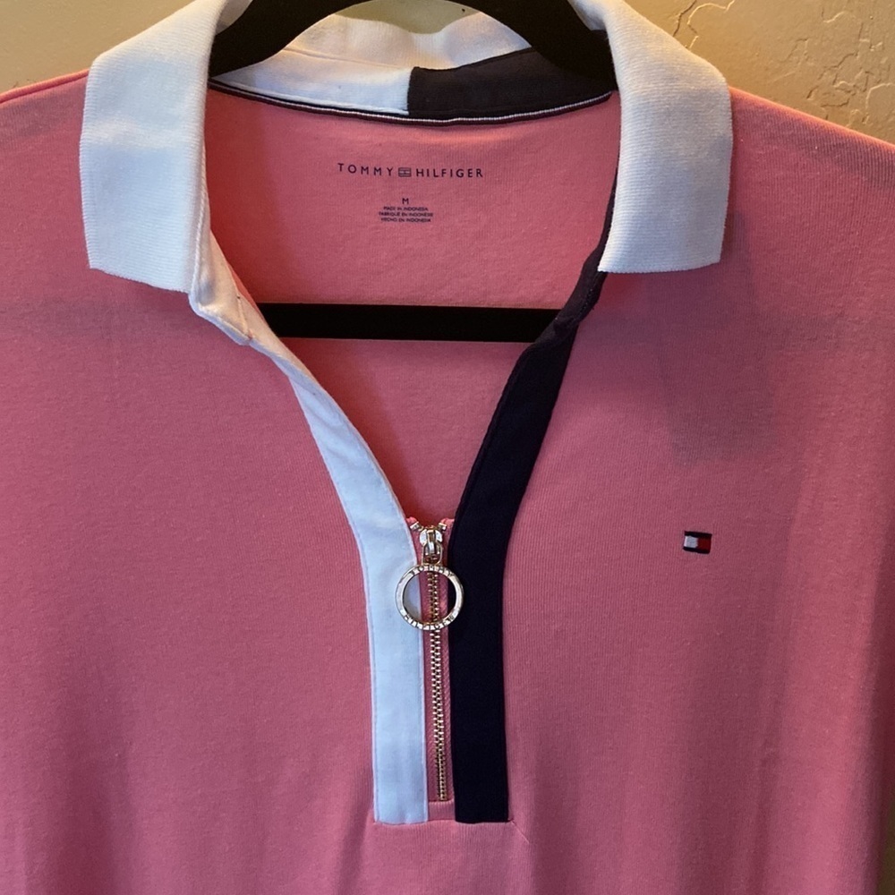 Sz M Tommy Hilfiger Pink Collared Shirt Dress LN! - Picture 4 of 7